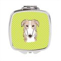 Carolines Treasures Checkerboard Lime Green Borzoi Compact Mirror- 2.75 x 3 x .3 In. BB1290SCM